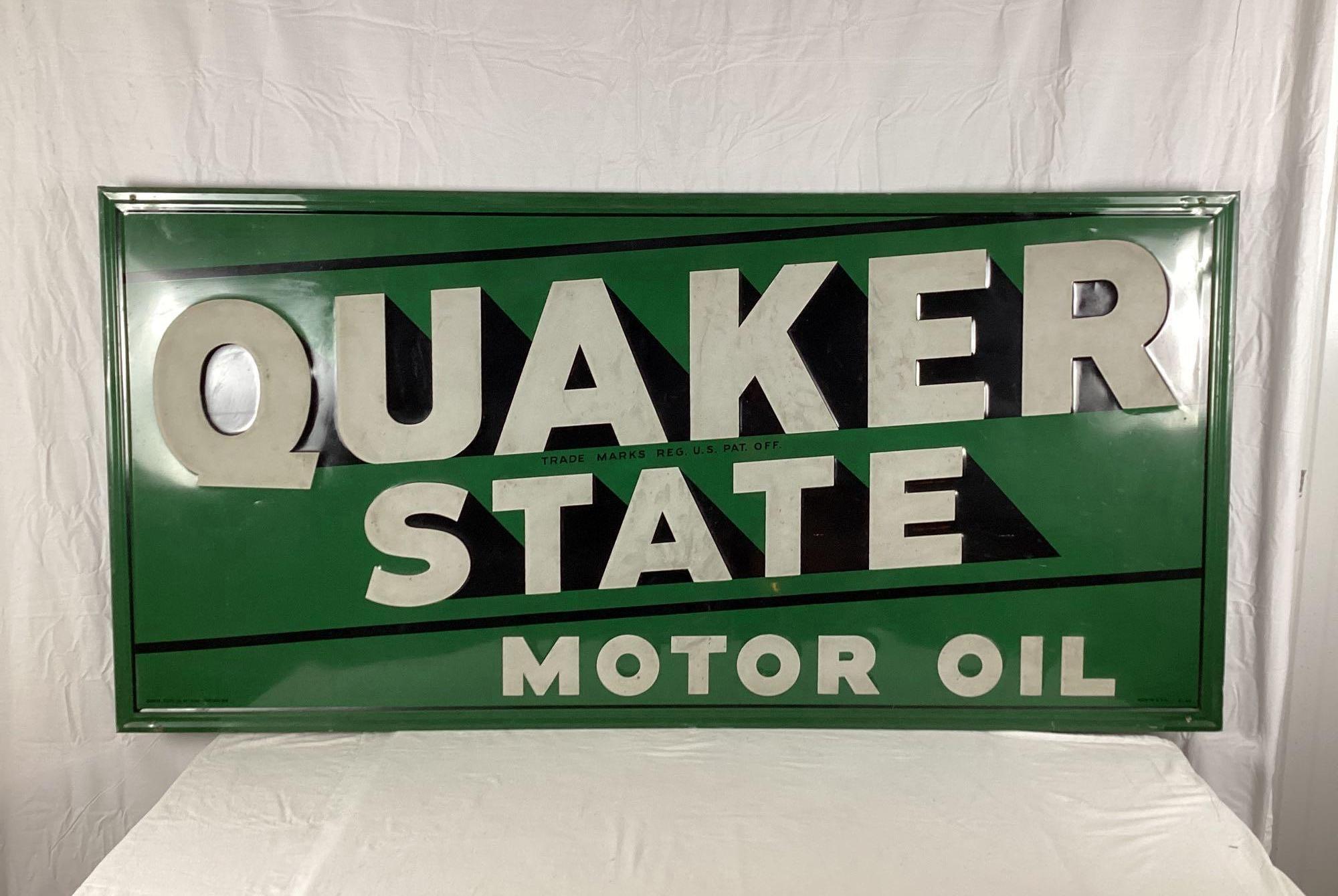 Quaker State Motor Oil Metal Sign w/ Reflective | Proxibid