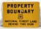 1954 National Forest Property Boundary Porcelain Sign