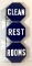 Porcelain Mobil Clean Restrooms Flange Sign w/ Original Bracket
