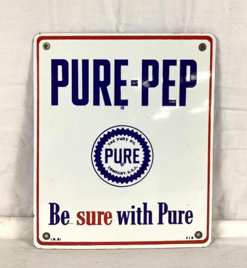 Pure Pep Porcelain Gas Pump Sign