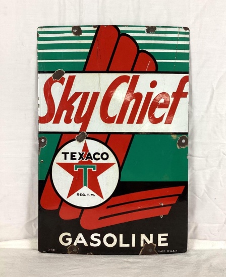1940 Texaco Sky Chief Gasoline Porcelain Sign