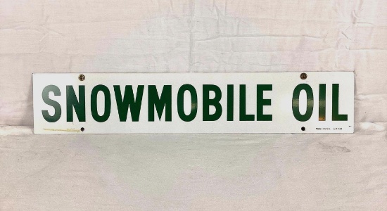 1968 Quaker State Snowmobile Oil Double Sided Porcelain Sign