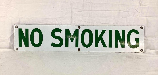Green No Smoking Porcelain Sign