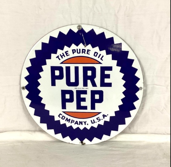 Pure Pep Porcelain Gas Pump Sign