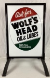 Ask For Wolf's Head Oils & Lubes Curb Sign