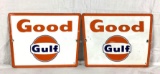 (2) Good Gulf Porcelain Gas Pump Signs