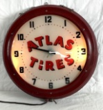 Atlas Tires Lighted Clock