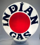 Indian Gas/Havoline Etched One Piece Gasoline Pump Globe