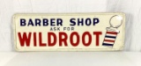 Wild Root Barbershop Metal Sign w/ Barber Pole