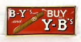 NOS B-Y Cigar Metal Sign w/ Cigar
