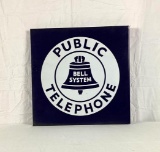 Bell System Public Telephone Porcelain Flange Sign