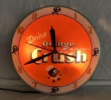 Orange Crush Double Bubble Lighted Clock