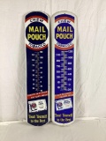 Two Mail Pouch Tobacco Thermometers