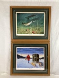 (2) Les Kouba Signed Sportsman Prints