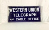 1920's Western Union Telegraph and Cable Office Porcelain Flange Sign