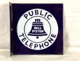 Bell System Telephone Porcelain Flange Sign