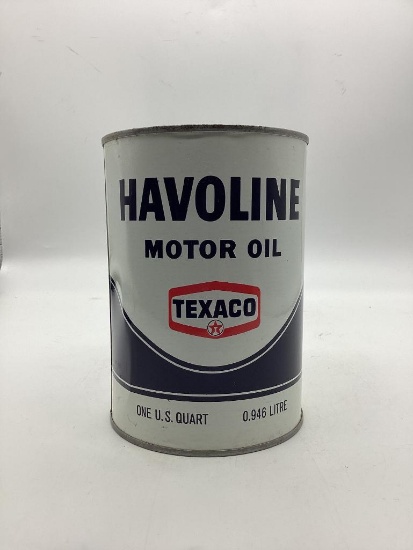 Texaco Havoline Motor Oil Quart Can w/ Wide Letters