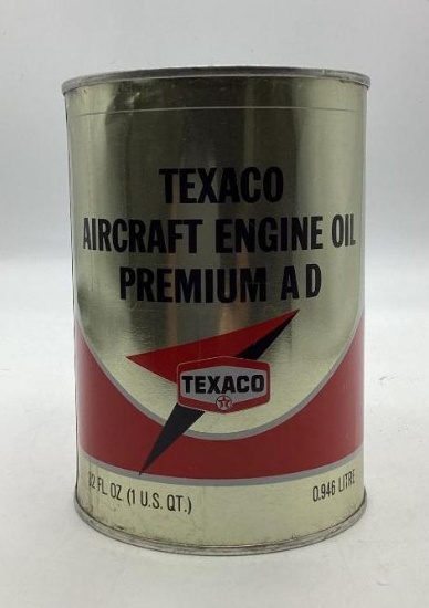 Texaco Aircraft Engine Premium AD Engine Oil Quart Can BOTTOM LOGO