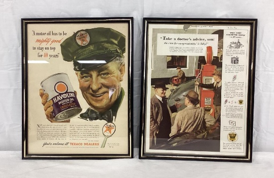 Two 1930's Framed Texaco Advertisements