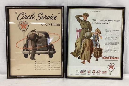 Two 1930's Framed Texaco Advertisements