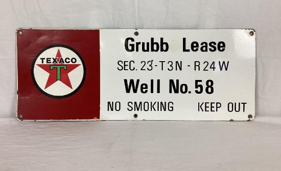 Texaco "Grubb" Porcelain Lease Sign