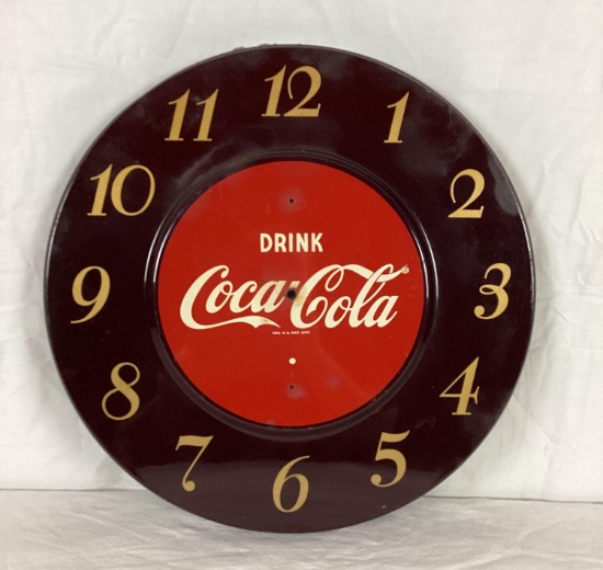 1950's Drink Coca-Cola Red/Brown Metal Clock Face