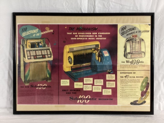 1950's Wurlitzer Jukebox Framed Advertisement