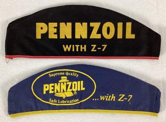 Two Pennzoil Filing Station Attendant Caps
