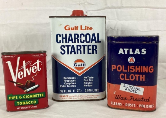 Standard/Atlas Polish Tin and Gulf Charcoal Fluid Can