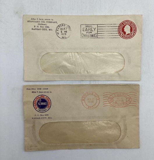 Two 1920's Standard Oil Kansas City Missouri Envelopes