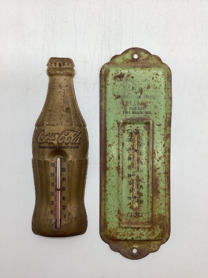 Two Rustic Advertising Thermometers