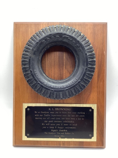 Early Goodyear Tire & Rubber Retirement Plaque