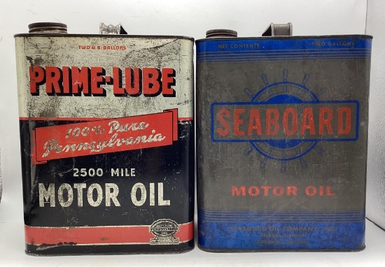 Prime-Lube & Seaboard 2 Gallon Oil Cans