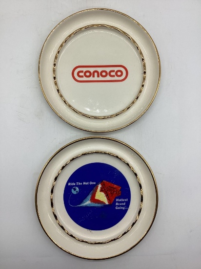 Two Conoco Ceramic Ashtrays