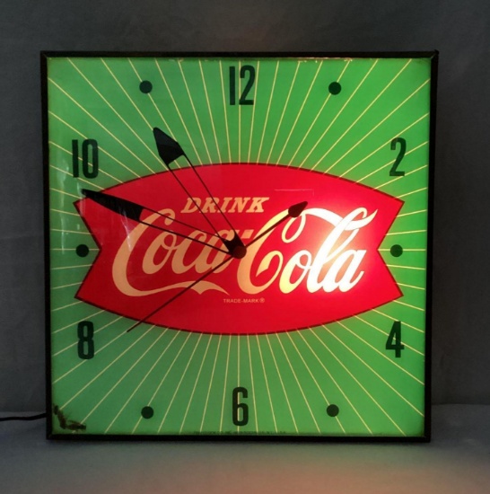 Coca-Cola Fishtail PAM Clock w/ Green Face