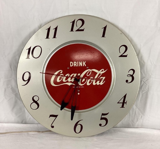 1940's Coca-Cola Electric Clock w/ Silver/Red Face