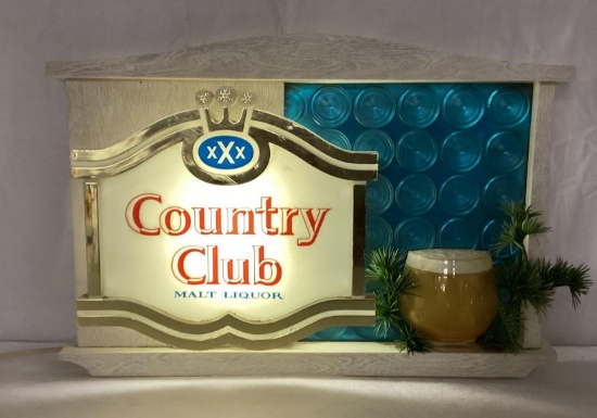 Country Club Malt Liquor Lighted Sign w/ Mug