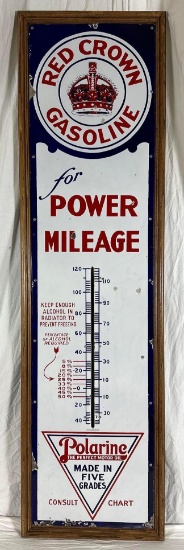 Red Crown & Polarine "For Power Mileage" Porcelain Thermometer | Art ...