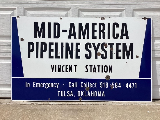 Mid-American Pipeline System Double Sided Porcelain Sign Tulsa, OK