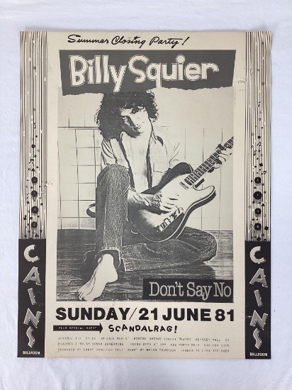 Billy Squier Concert Poster Cain's Ballroom Tulsa, OK