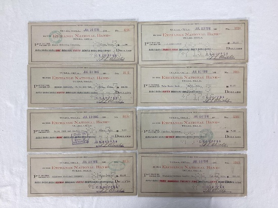 Six Tulsa Exhange Bank Checks 1916