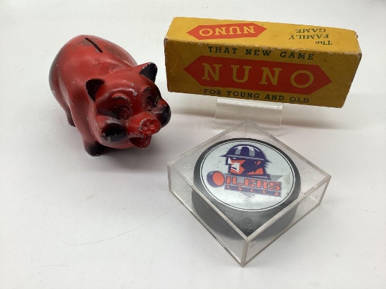 NUNO Game, Tulsa National Piggy Bank and Tulsa Oilers Hockey Puck