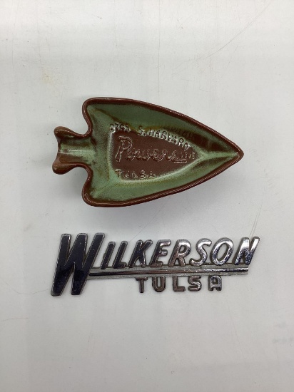 Frankhoma Arrowhead Dish and Wilkerson Chevrolet Car Emblem