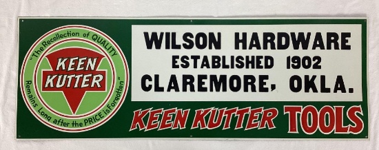 Keen Kutter Wilson Hardware Tin Sign Claremore, OK