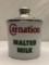 Carnation Malted Milk Glass Soda Fountain Canister w/ Lid