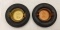Two Firestone Tire Ashtrays w/ Amber Glass