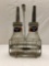 Two Standard ISO VIS Quart Oil Bottles W/ Carrier and Metal Tags