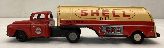 1950's Shell Japanese Tin Friction Toy Tank Truck