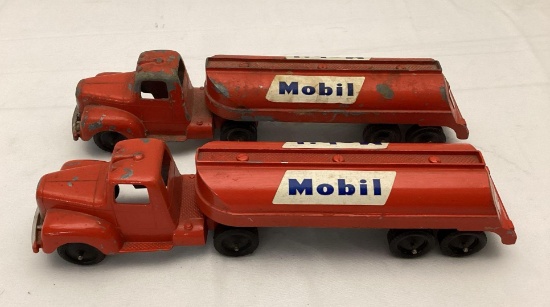 Two Mobil Tootsie Toy Tank Trucks