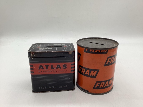 Atlas Tire and Fram Filter Coin Banks